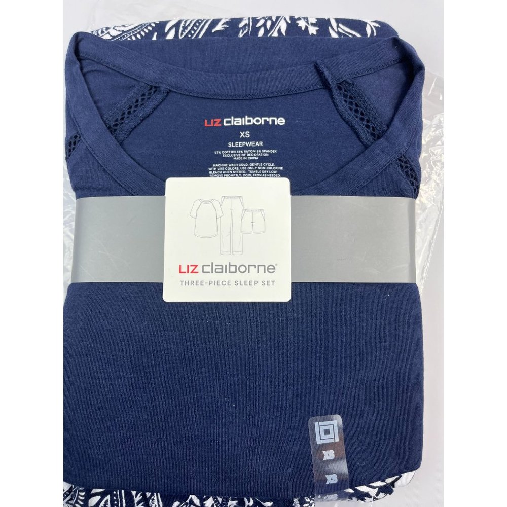 Ladies Liz Claiborne Three Piece Sleep Set Size XS Sleepwear Pajama NEW